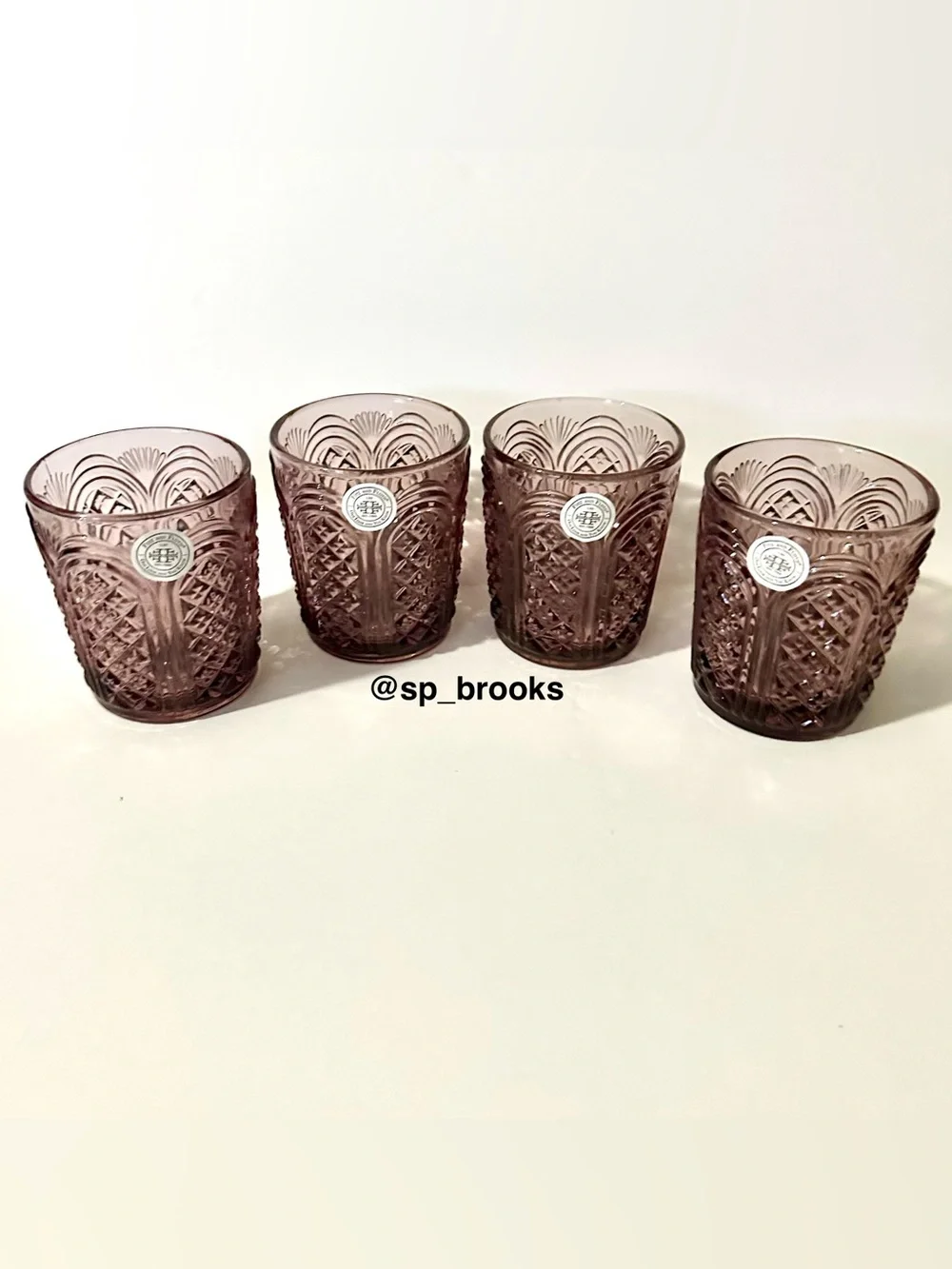 🎁4PC Fitz and Floyd Glass Tumbler - 11 oz. Sicily Lilac Tumbler